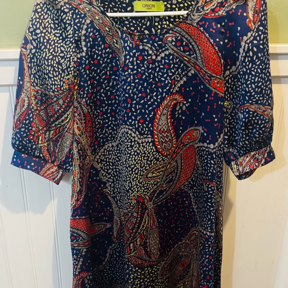 Orion London Blue and Red Midi Dress